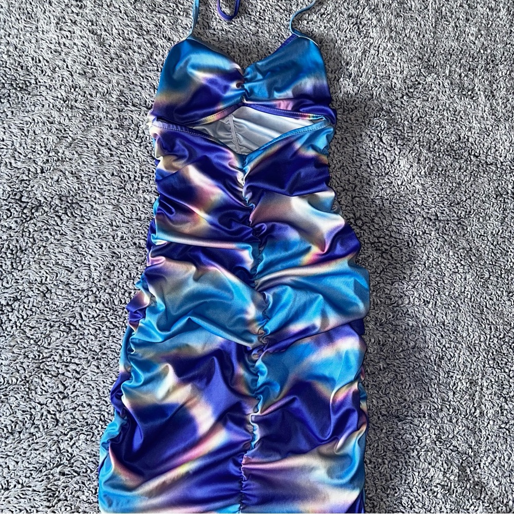 Multicoloured halter neck dress